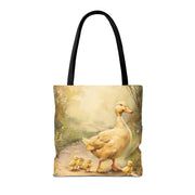 Charming Yellow Ducklings Canvas Tote Bag, Eco-Friendly Market Companion