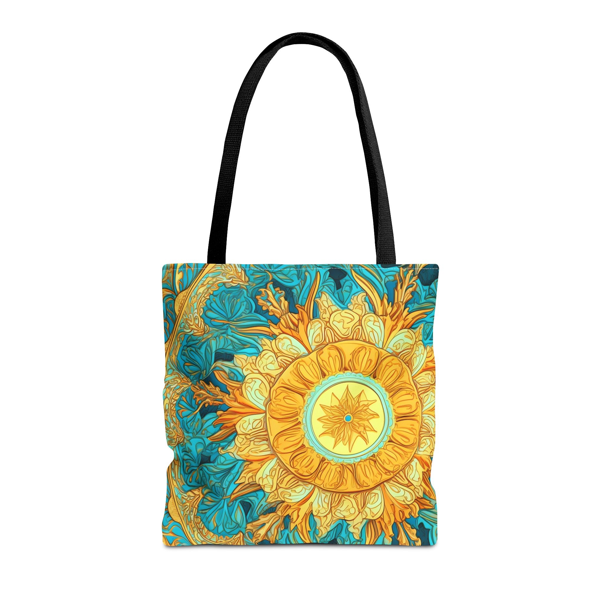 Radiant Sunburst Tote Bag, Eco-Friendly Artistic Grocery Tote