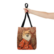 Royal Pomeranian Floral Tote Bag - Elegant Shopping & Gift Idea