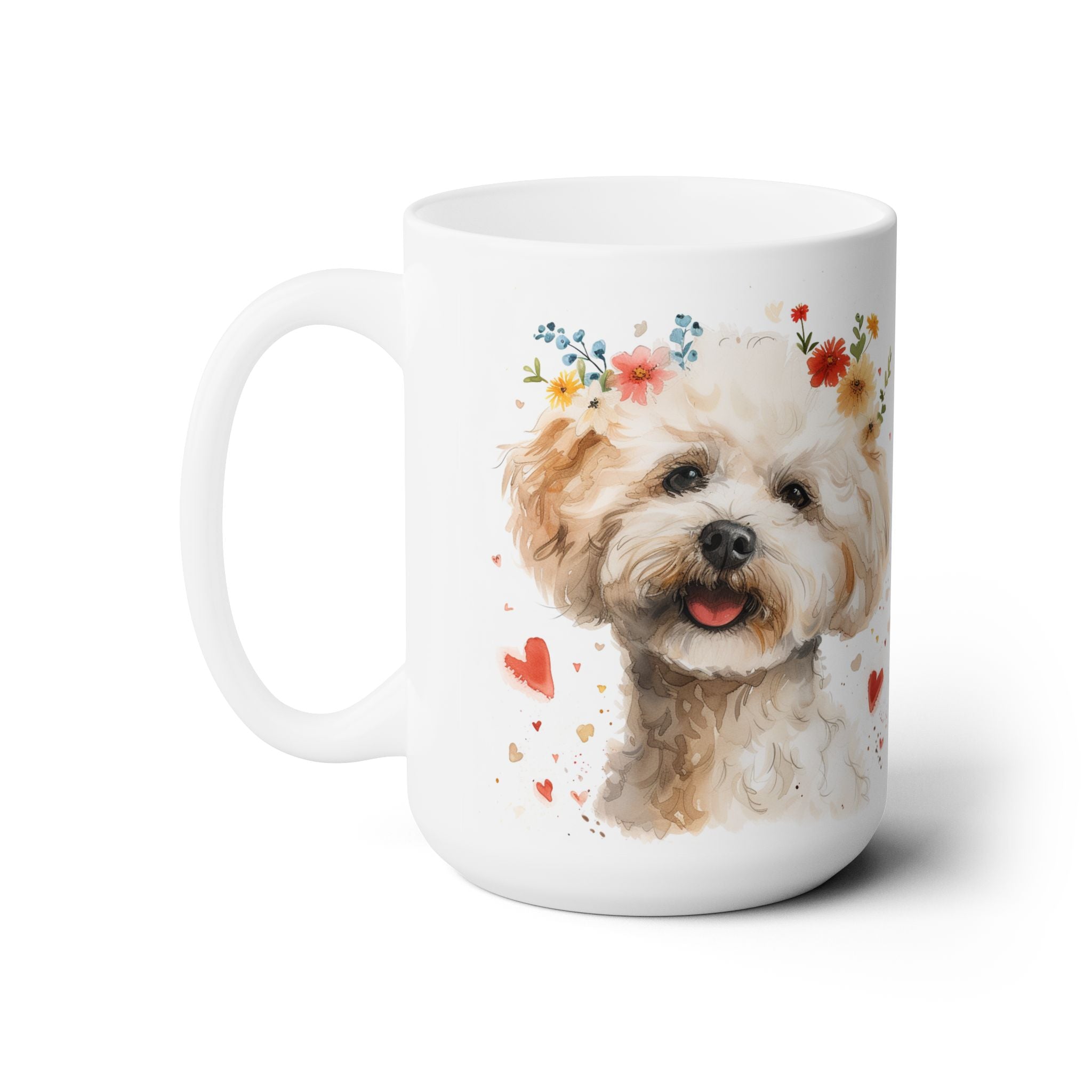 Fluffy Poodle Lover Mug – Cute Floral Dog Design for Pet Moms