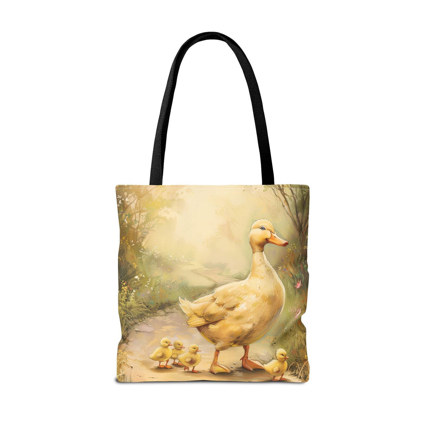 Charming Yellow Ducklings Canvas Tote Bag, Eco-Friendly Market Companion