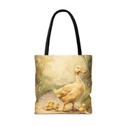 Charming Yellow Ducklings Canvas Tote Bag, Eco-Friendly Market Companion