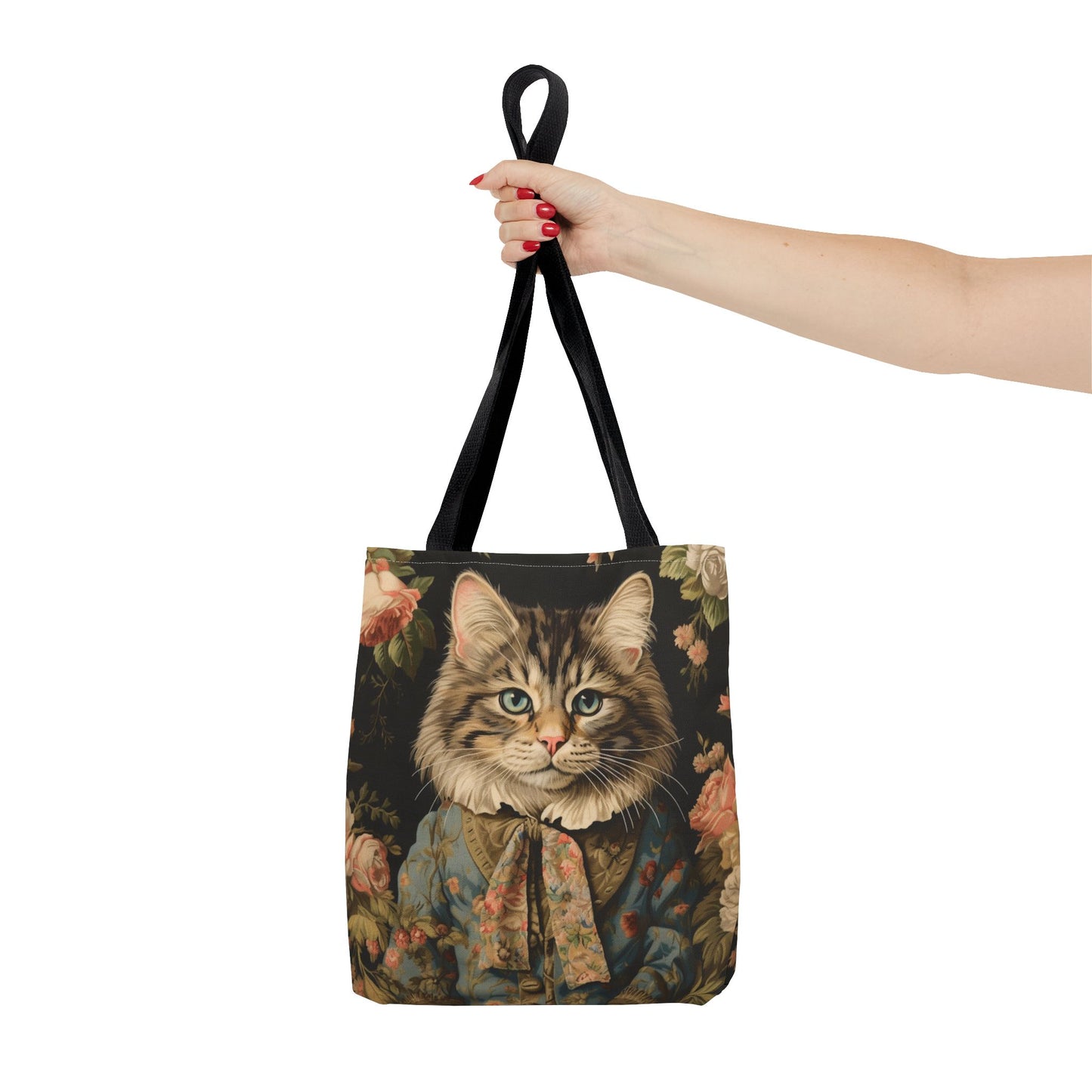 Stylish Victorian Cat Floral Tote Bag - Eco-Friendly and Reusable