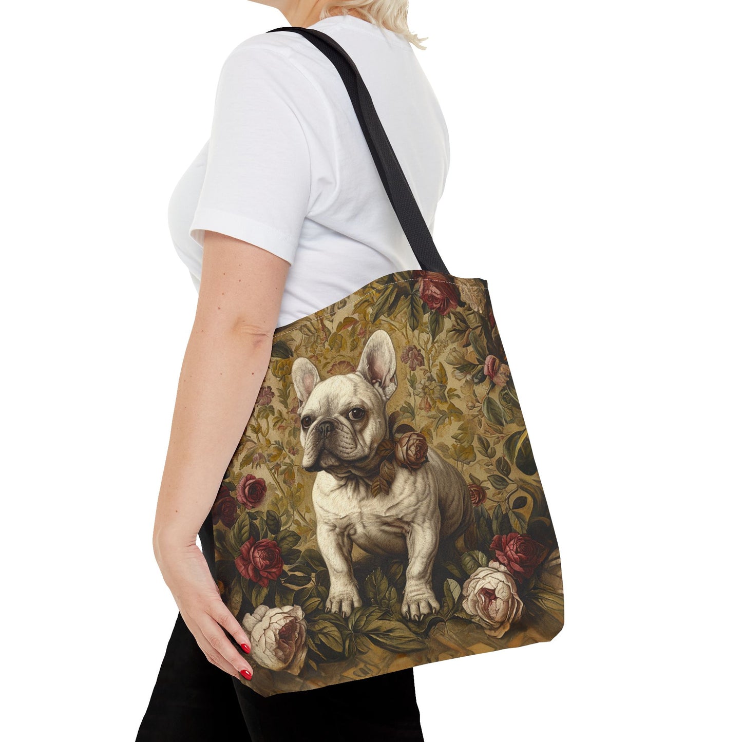 Chic French Bulldog Tote Bag with Vintage Floral Design