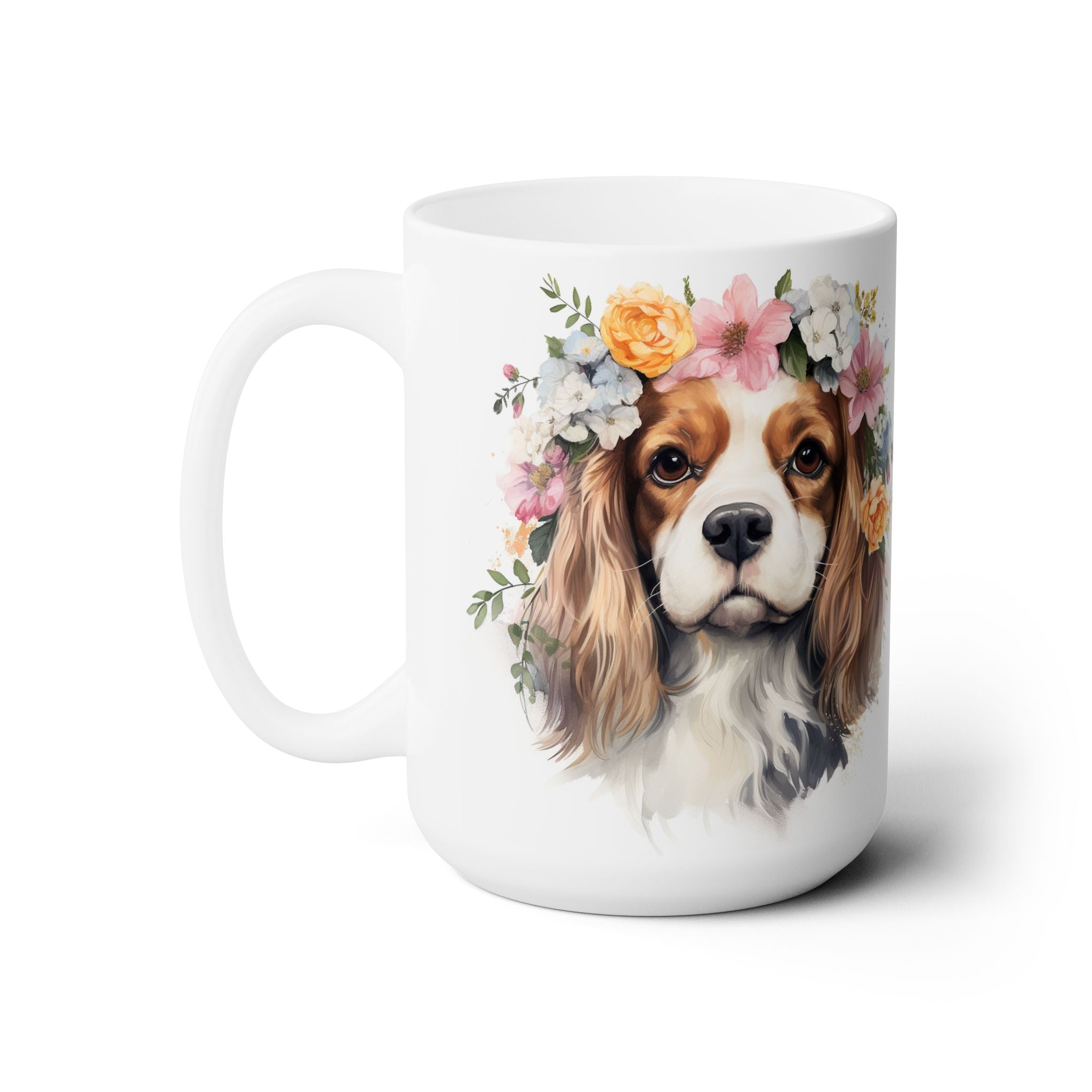 Cavalier King Charles Spaniel Floral Coffee Mug - Cavie Mom Gift - Darwin & Rose