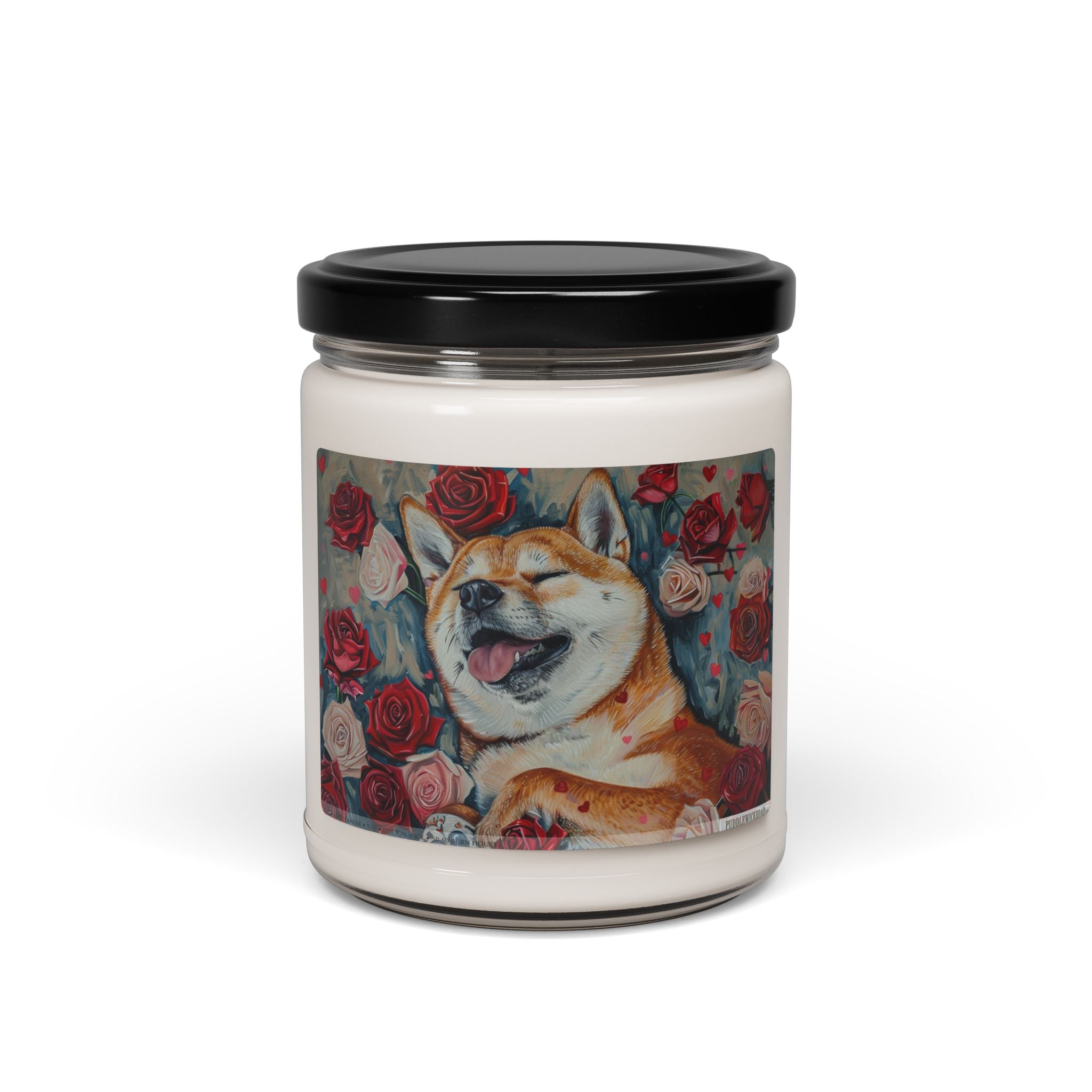 Shiba Inu Rose Garden Candle - Pet Lover's Memorial Gift