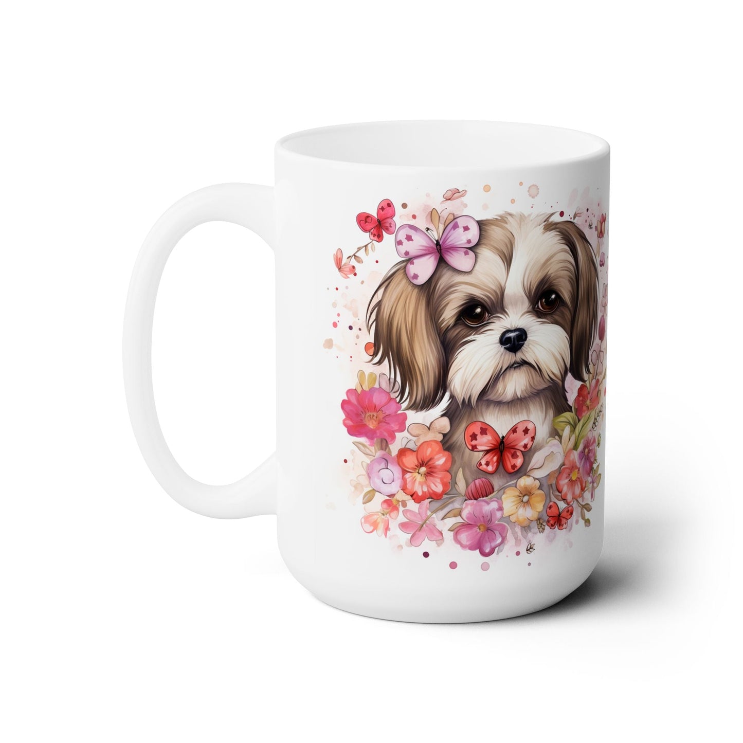 Shih Tzu Butterfly Blossom Mug – Adorable Dog Lover Gift