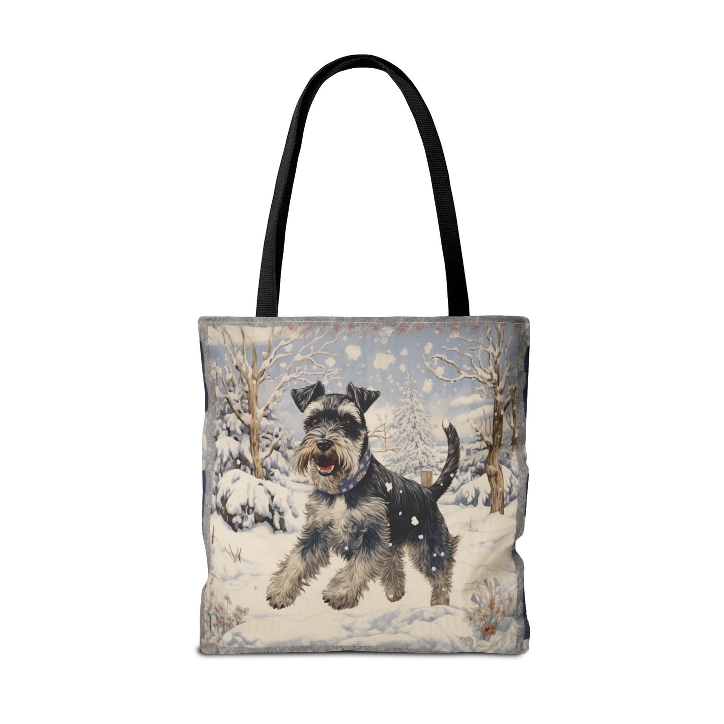 Festive Winter Schnauzer Tote Bag - Stylish Canvas Shopper