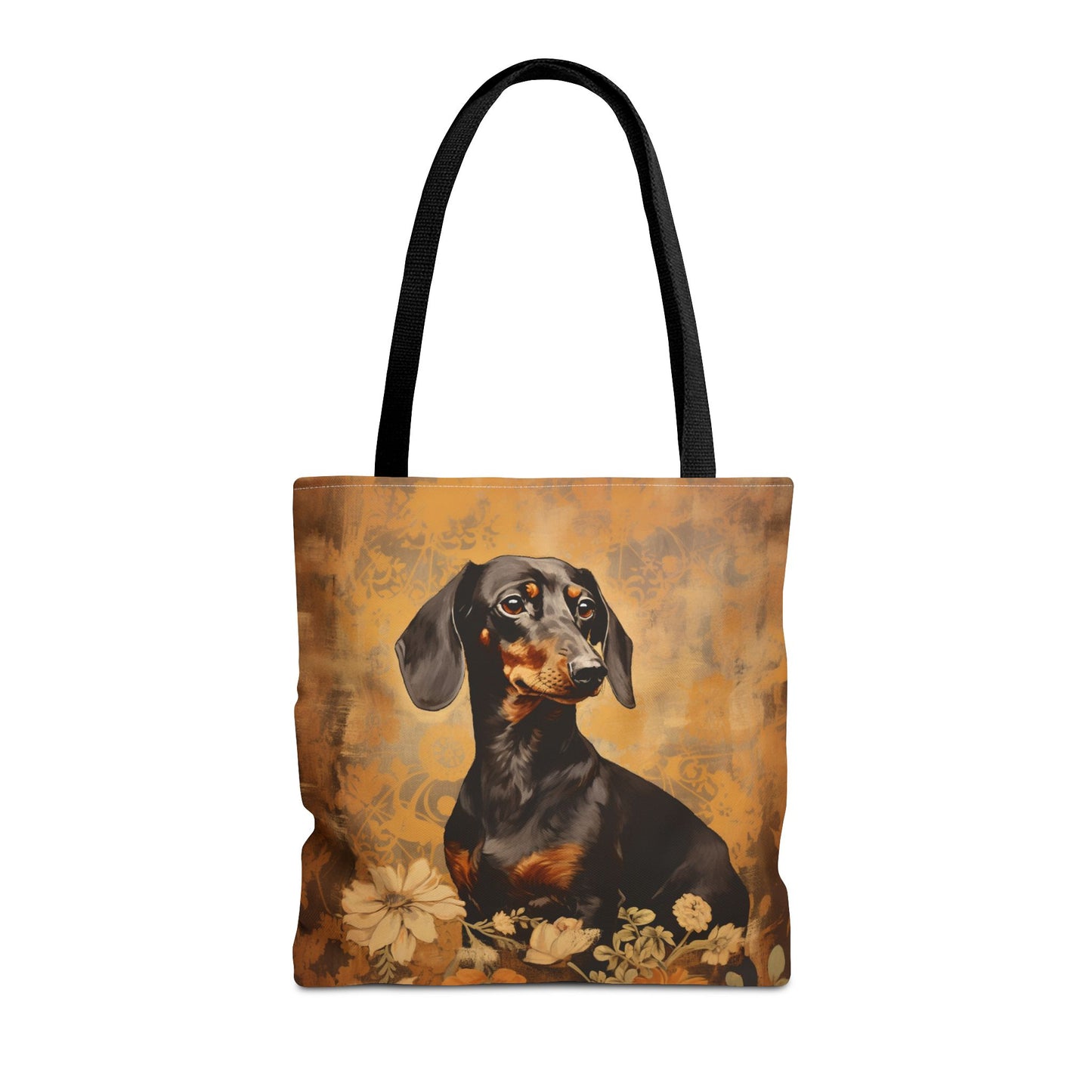 Elegant Dachshund Floral Tote Bag - Rustic Canvas for Dog Lovers