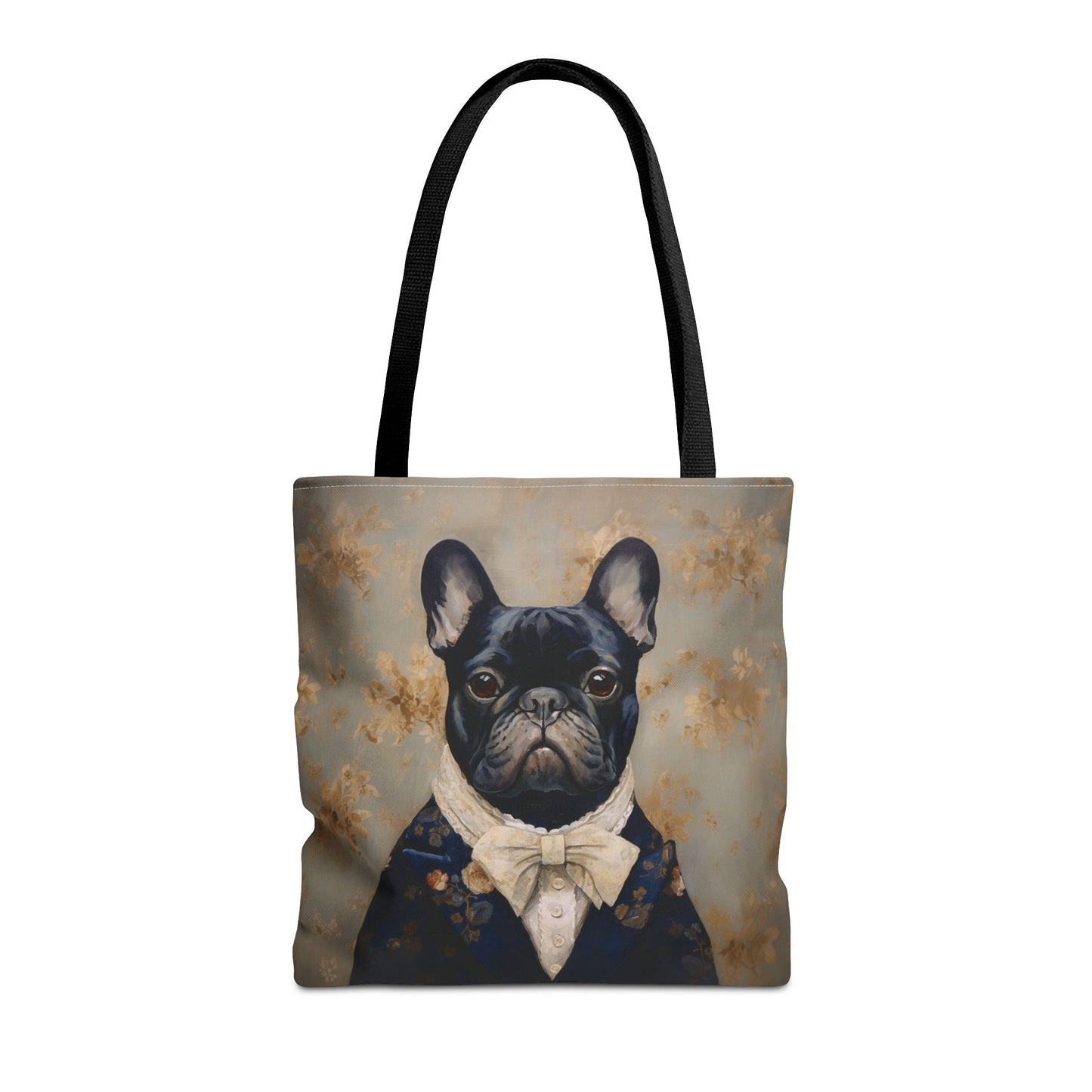 French Bulldog Aristocrat Tote Bag, Vintage Floral Eco Canvas for Dog Lovers