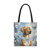 Rhodesian Ridgeback Floral Canvas Tote Bag, Elegant Dog Lover Gift