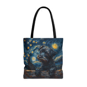 Starry Schnauzer Tote Bag with Van Gogh-Inspired Design