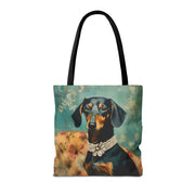 Dachshund Elegance Tote Bag - Artistic Dog Lover Canvas Bag