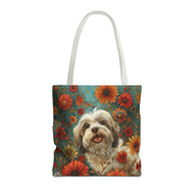 Havanese Bloom Canvas Tote Bag – Eco-Friendly, Floral, Dog Lover Gift