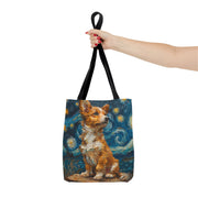 Starry Night Corgi Canvas Tote Bag - Artistic Dog Lover Gift, Eco-Friendly Shopping Companion