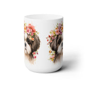 Shih Tzu Flower Crown Coffee Mug – Dog Mom Gift, Pet Lover Cup