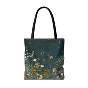 Midnight Floral Starry Canvas Tote Bag, Eco-Friendly Everyday Carry