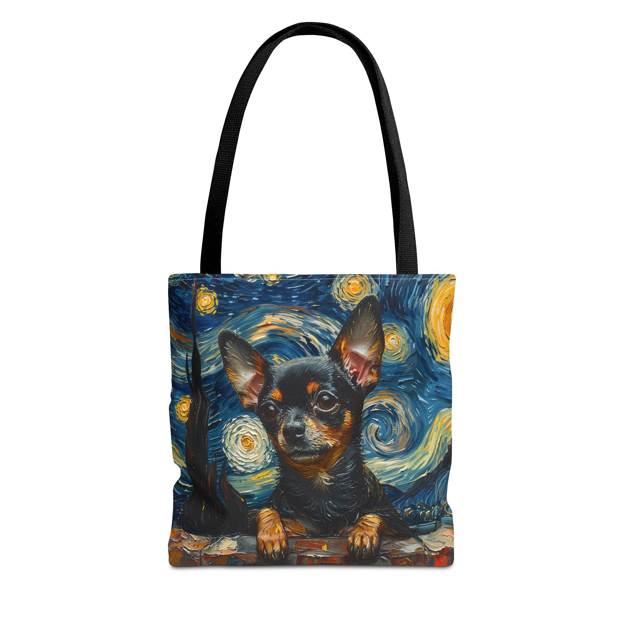 Starry Night Chihuahua Art Tote Bag, Eco-Friendly Canvas for Dog Lovers