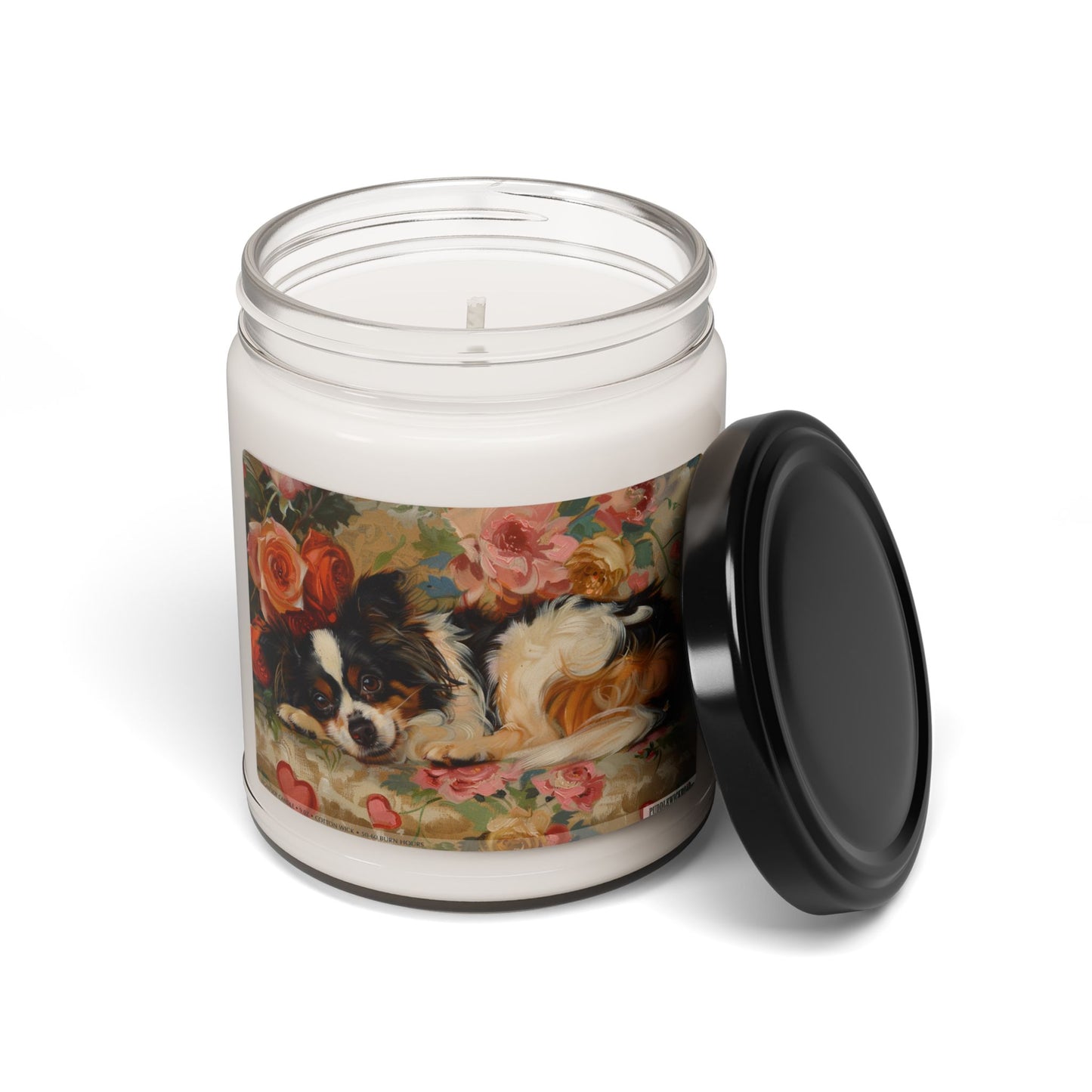 Papillon Dog Lover Candle – Vintage Floral Art, Perfect Gift for Pet Parents