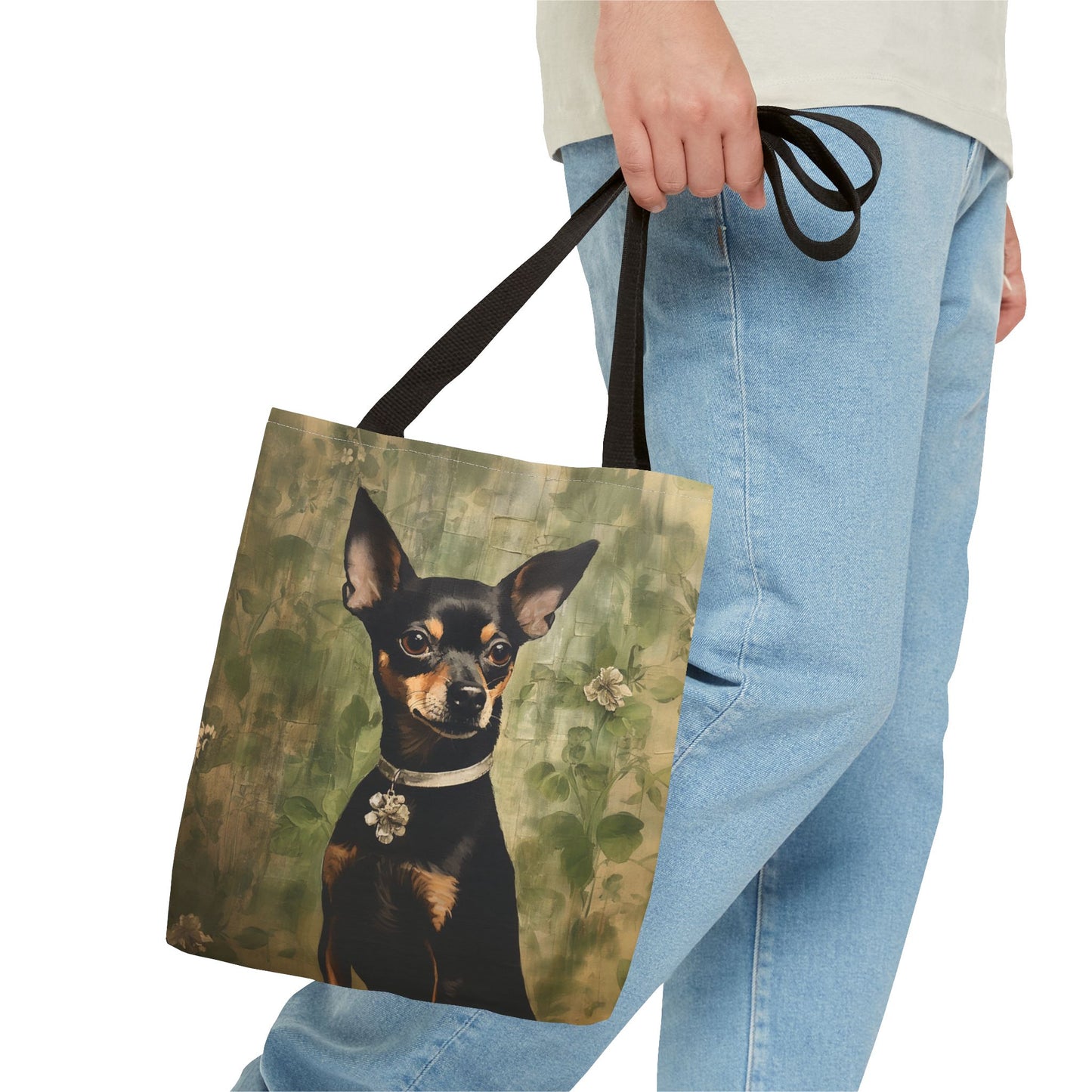 Chic Chihuahua Floral Canvas Tote Bag – Eco-Friendly Gift for Dog Lovers