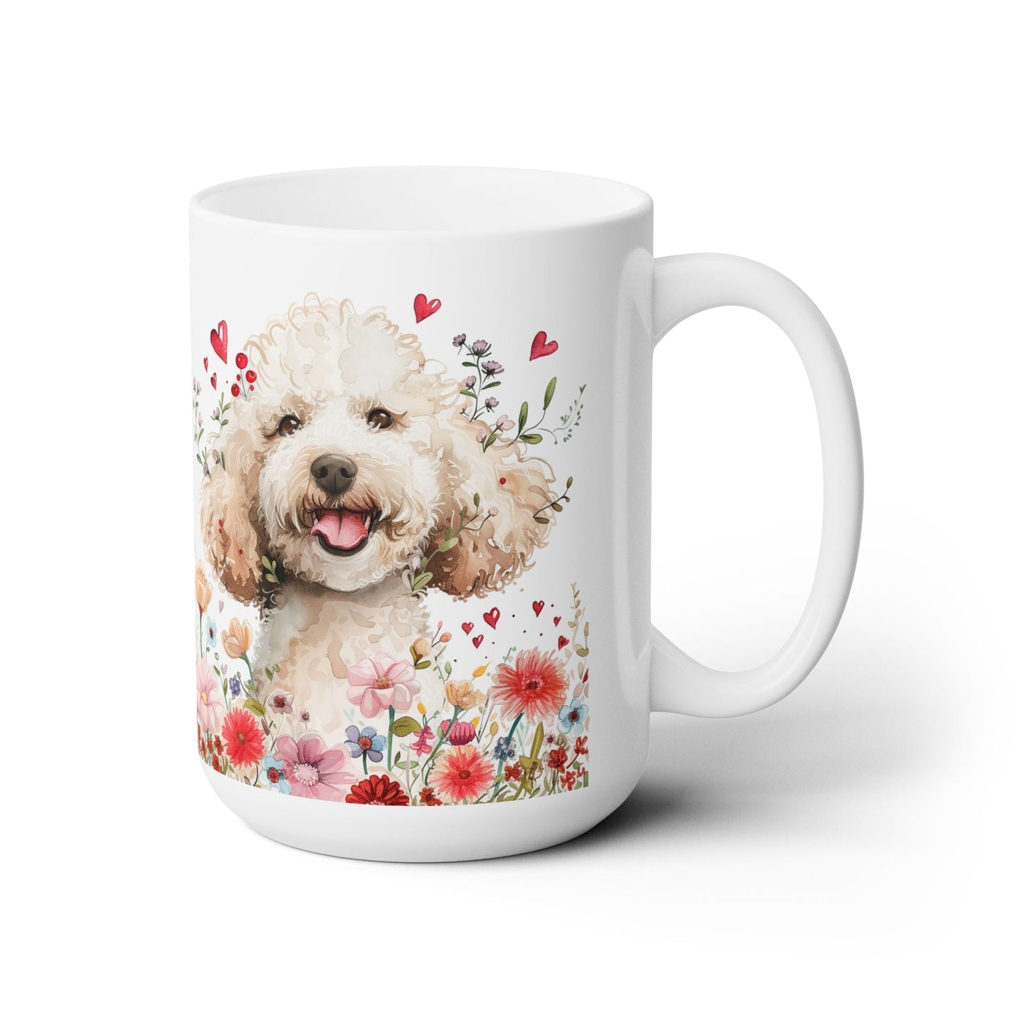 Poodle Love Valentine's Mug - Floral Dog Mom Coffee Cup Gift