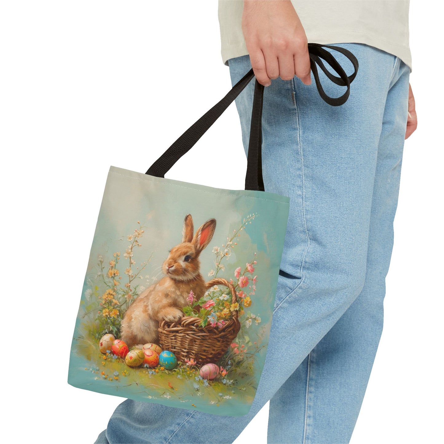 Charming Bunny Easter Tote Bag, Artistic Spring Design for Gifts