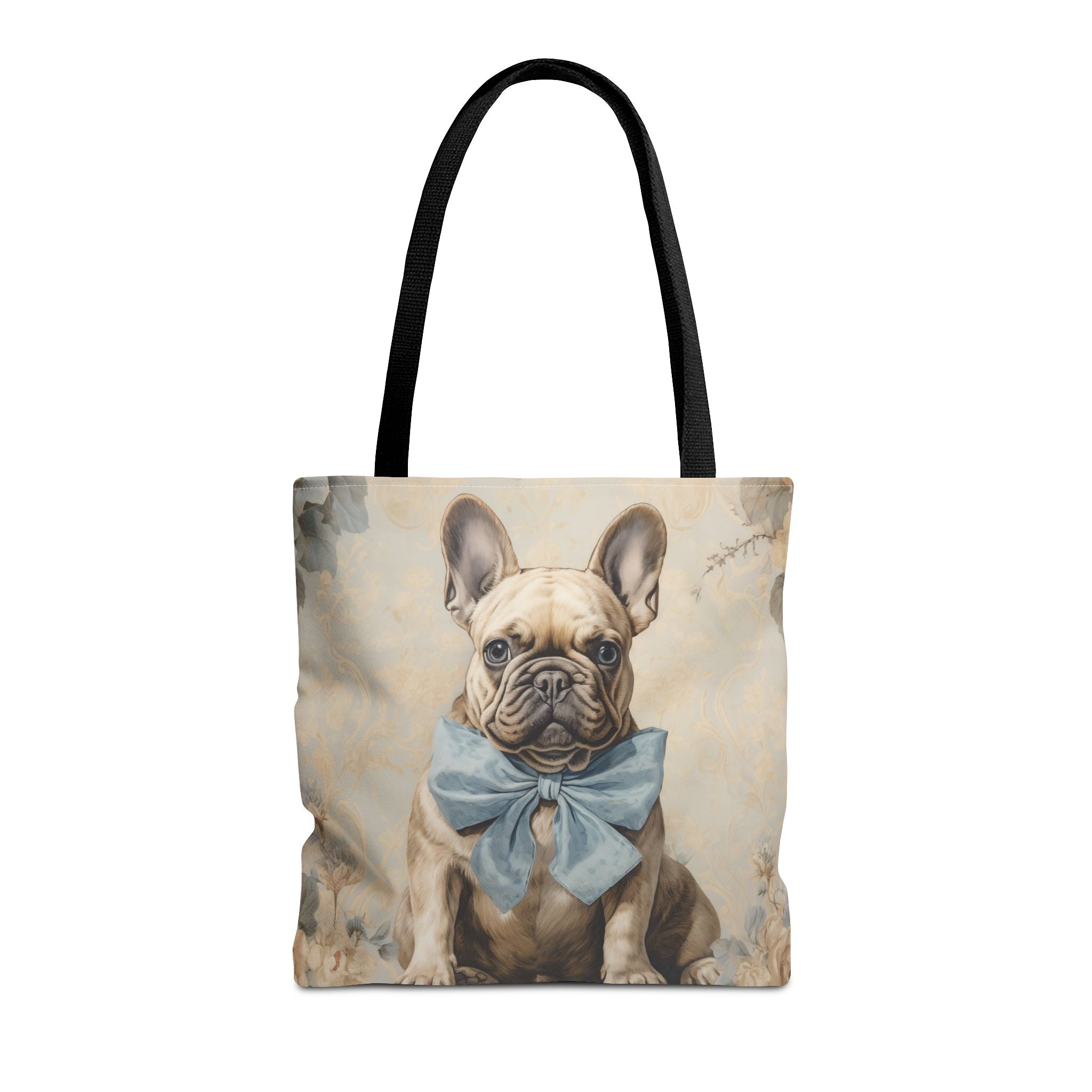 Dapper French Bulldog Canvas Tote Bag with Blue Bow, Dog Lover Gift