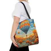 Hot Air Balloon Canvas Tote Bag, Vibrant Autumn Design for Eco Shoppers