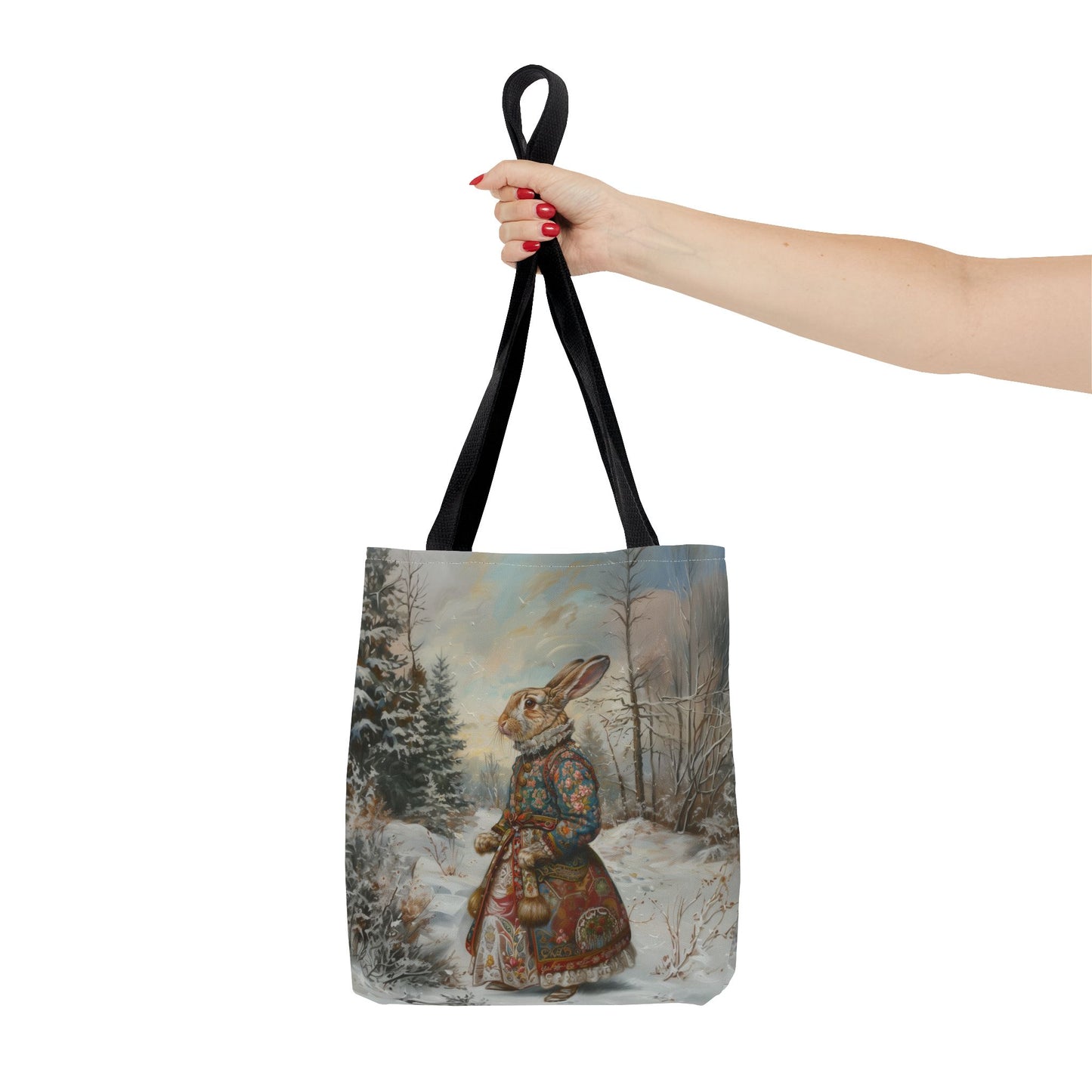 Winter Wonderland Bunny Tote Bag - Artistic Eco-Friendly Canvas Bag