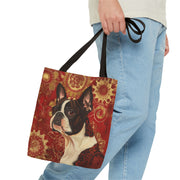 Charming Boston Terrier Tote Bag with Vibrant Floral Design