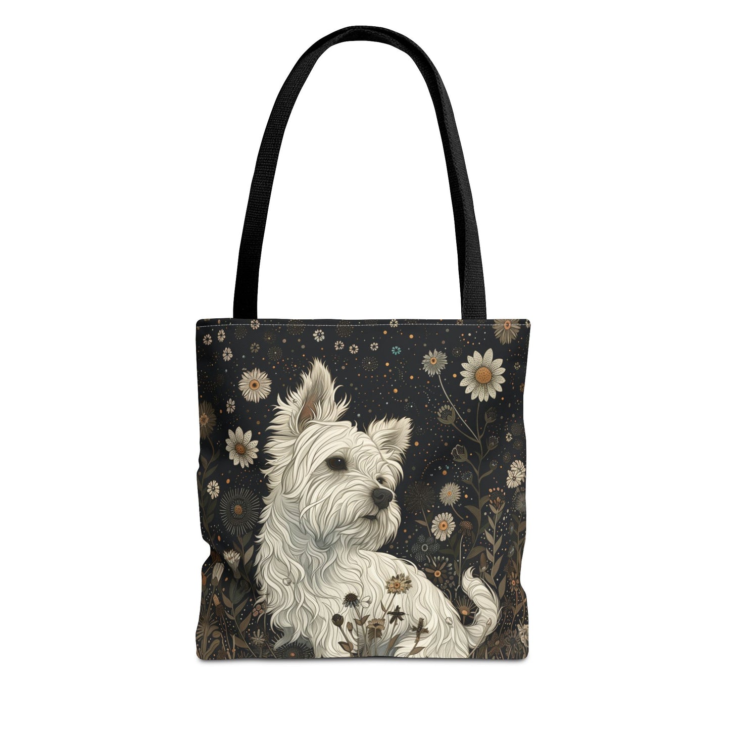 Westie Floral Canvas Tote Bag, Eco-Friendly Market Bag for Dog Lovers