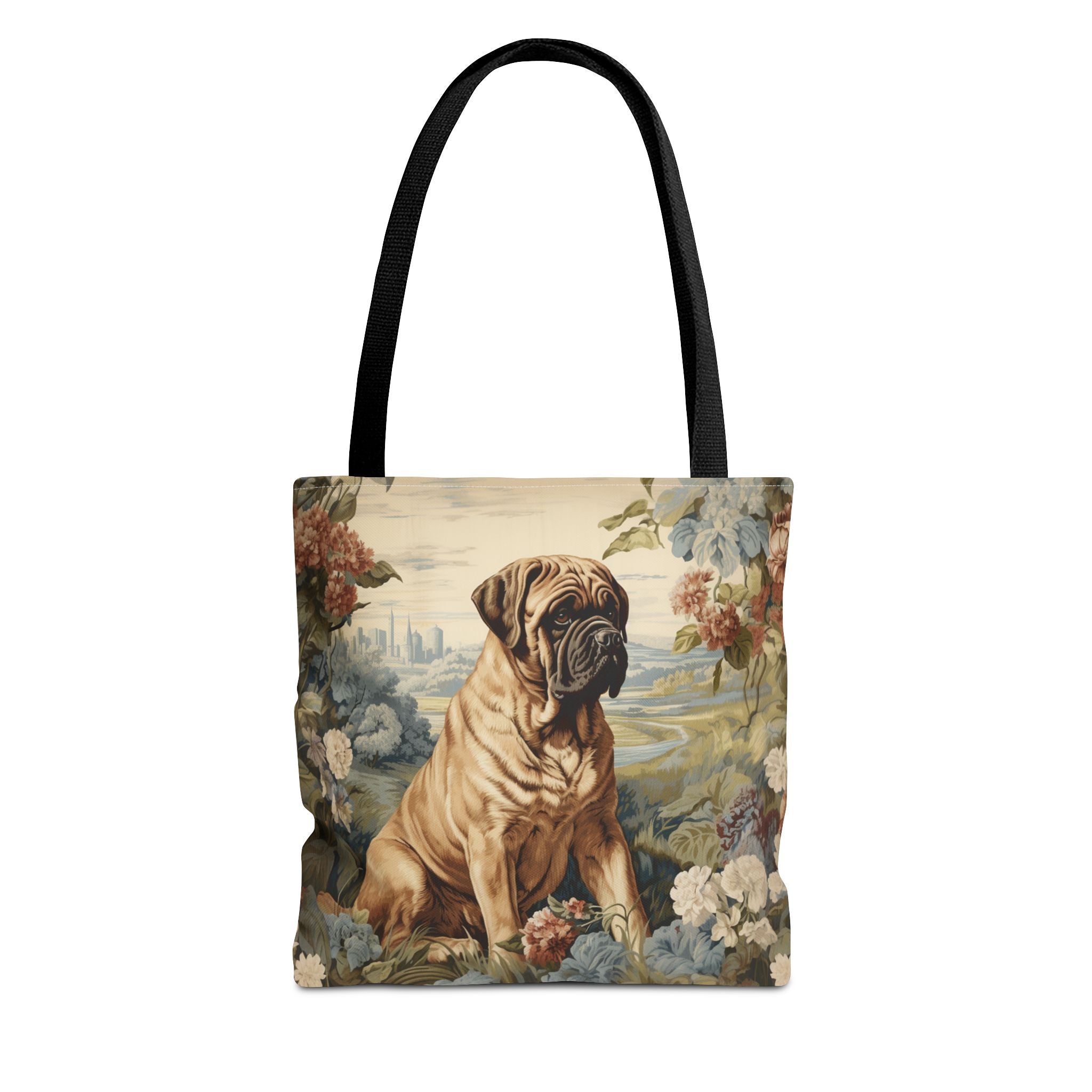 Majestic Mastiff Floral Canvas Tote Bag, Eco-Friendly Dog Lover Gift