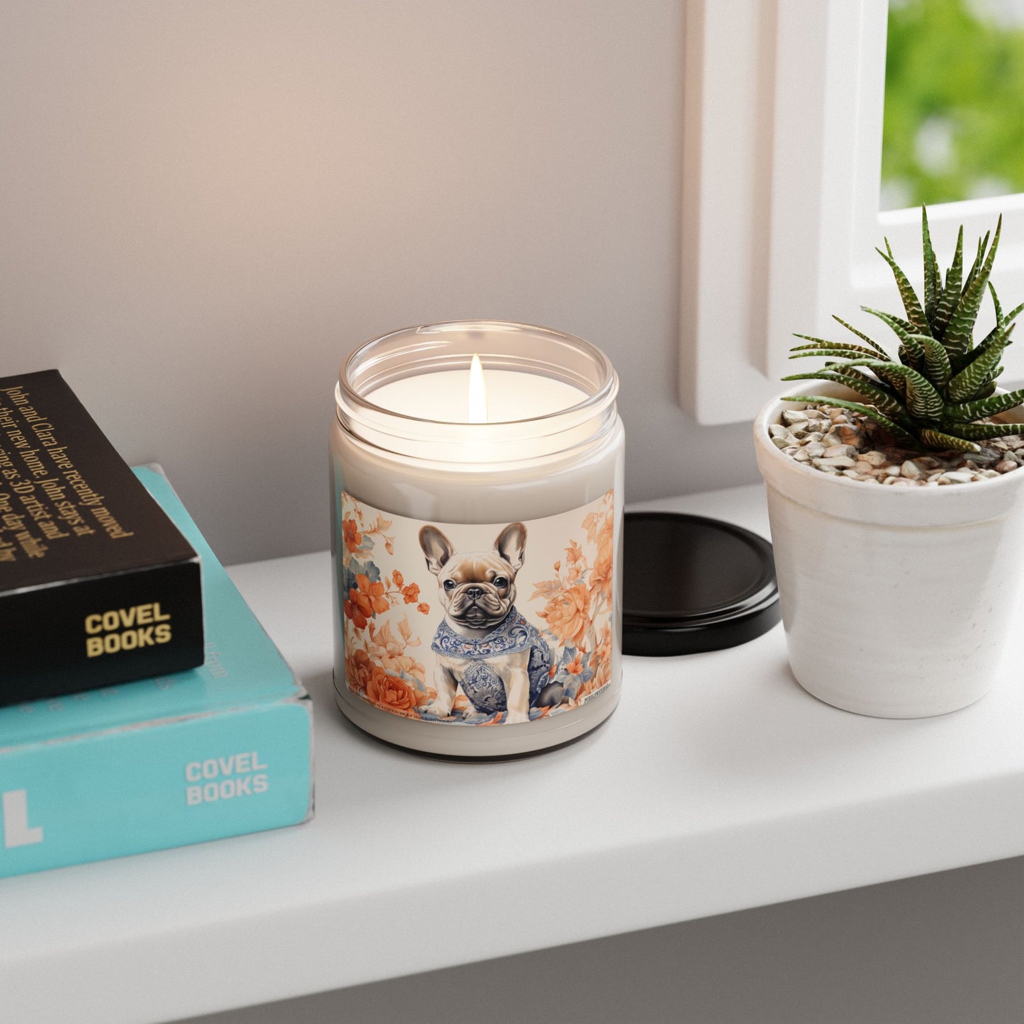 Frenchie Blossoms Soy Candle – Adorable French Bulldog Gift