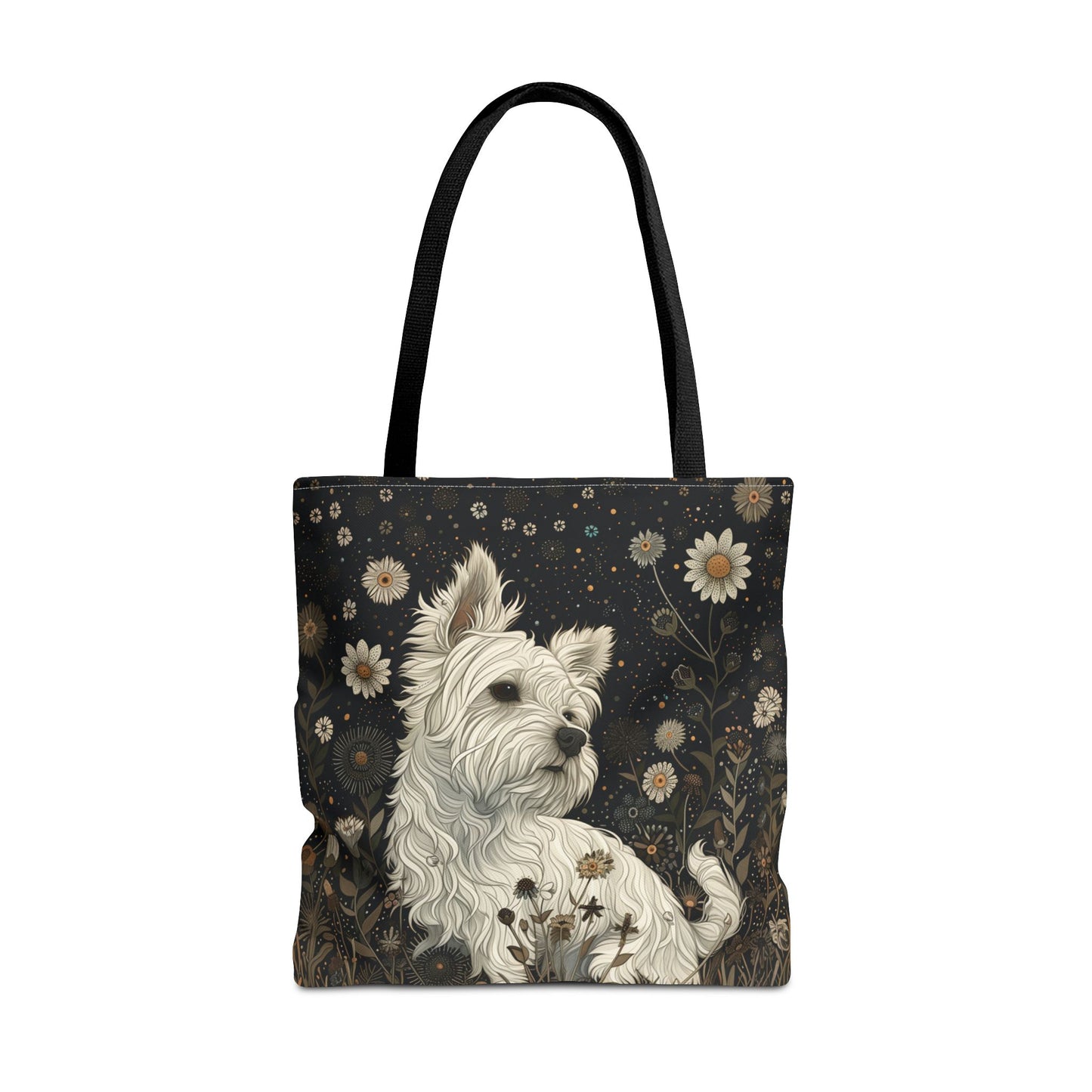 Westie Floral Canvas Tote Bag, Eco-Friendly Market Bag for Dog Lovers