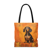 Dachshund Delight Tote Bag, Orange Canvas for Pet Lovers