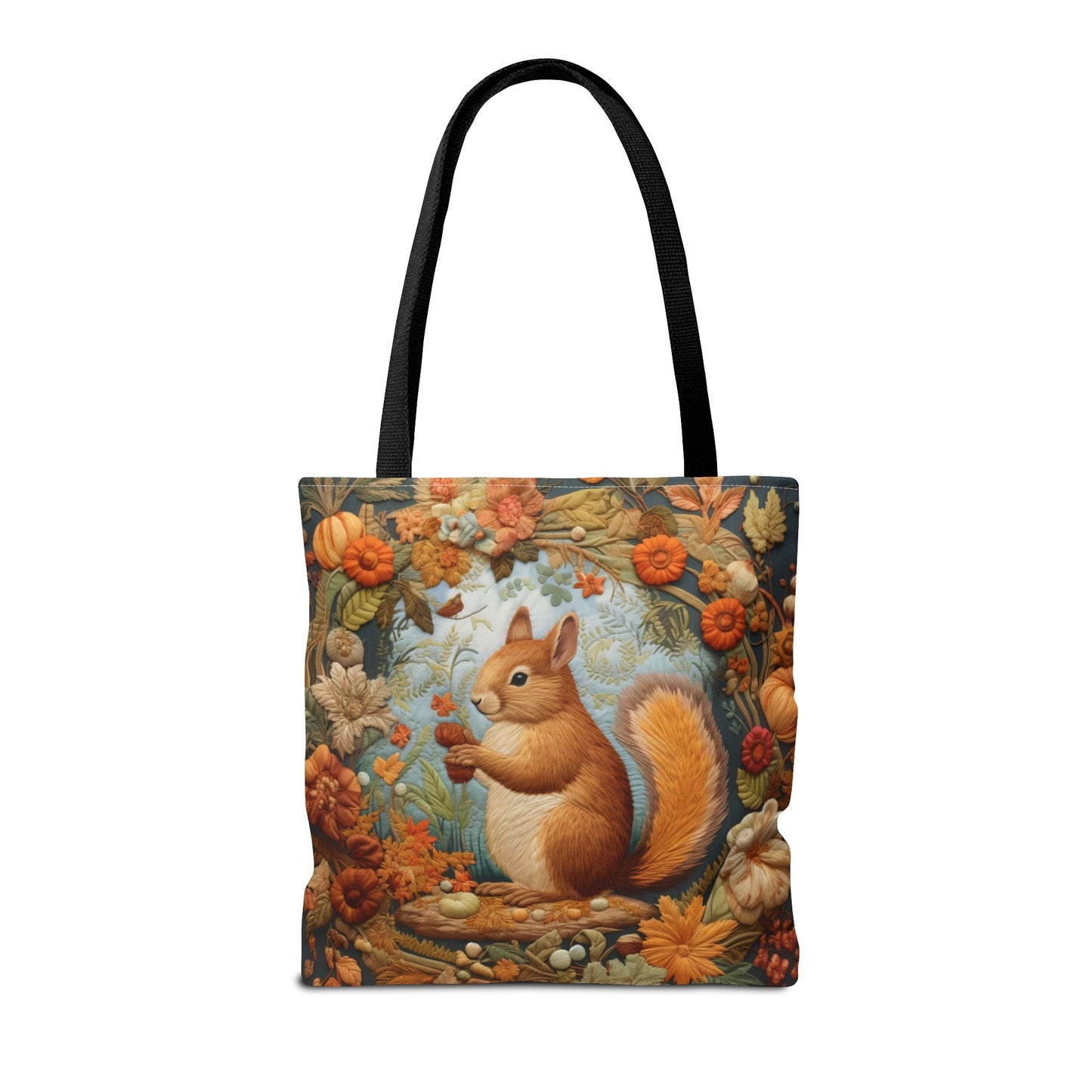 Autumn Woodland Squirrel Canvas Tote Bag – Eco-Friendly Fall Design