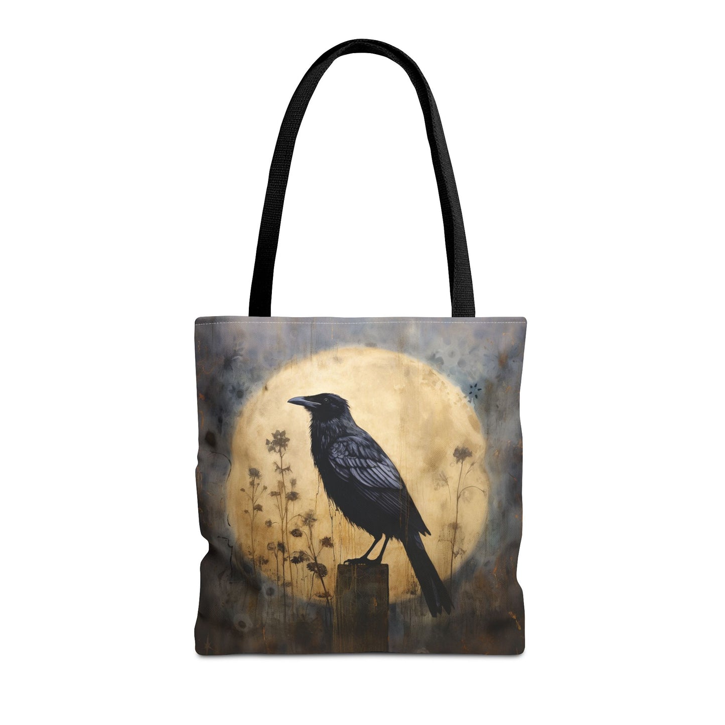 Raven Moonlit Canvas Tote Bag, Gothic Nature-Inspired Shopper