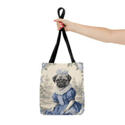 Elegant Blue Pug Canvas Tote Bag for Dog Lovers – Artistic Style