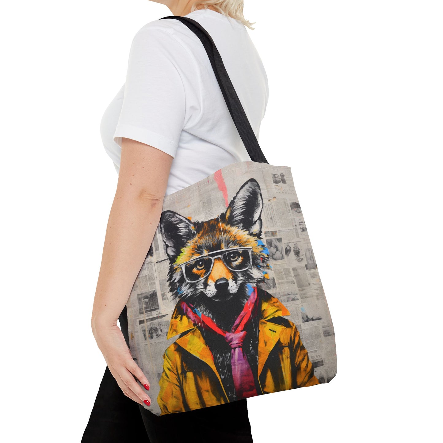 Stylish Urban Fox Tote Bag with Trendy Glasses Design, Eco-Friendly