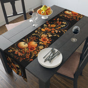 Thanksgiving Harvest Table Runner | Black, Orange, and Gold Design (72" or 90")