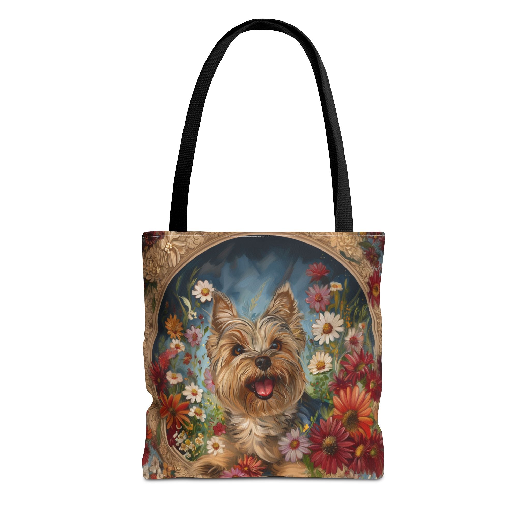 Yorkie in Bloom Tote Bag, Floral Canvas for Yorkshire Terrier Lovers