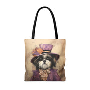 Regal Shih Tzu Tote Bag, Vintage-Style Canvas for Dog Lovers