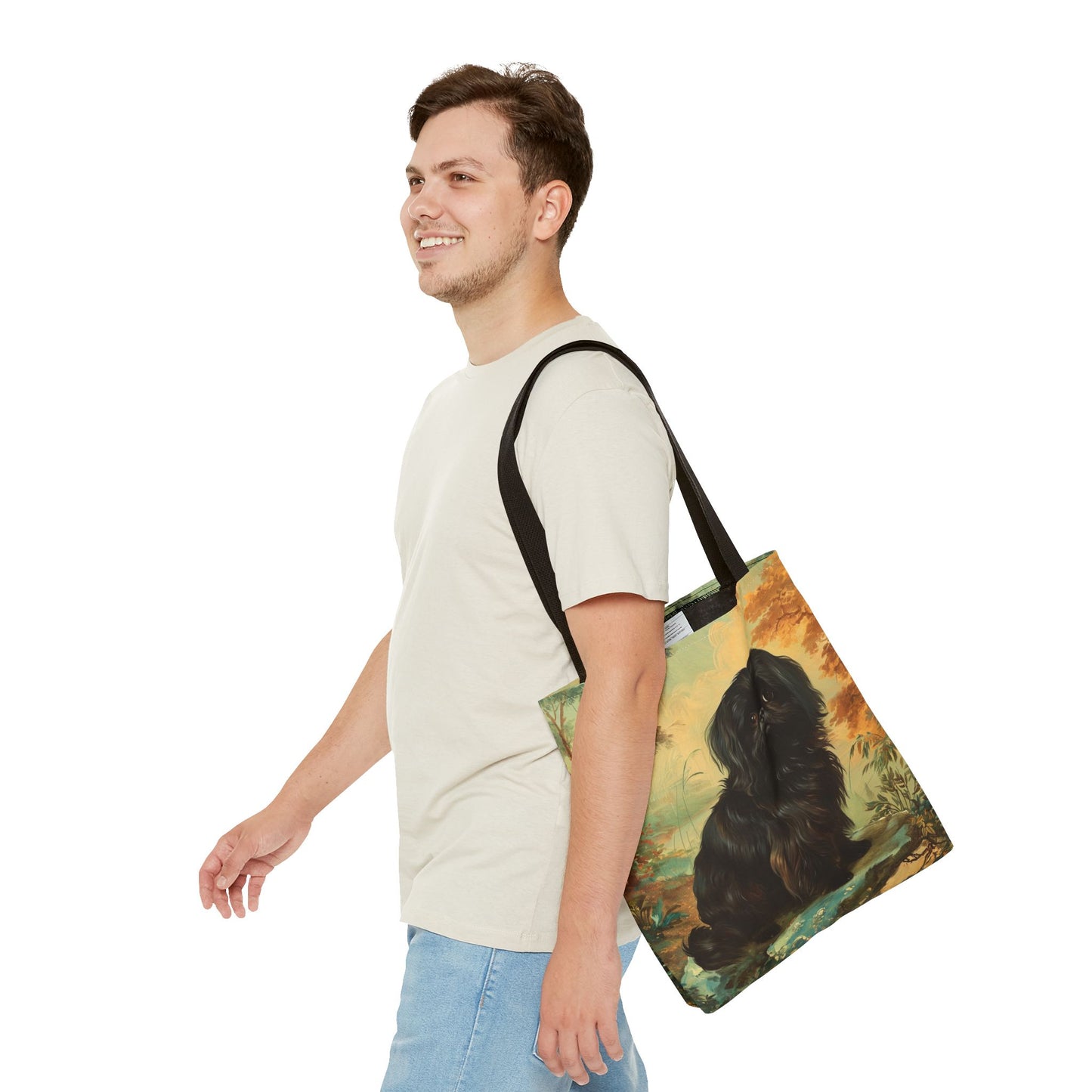 Elegant Pekingese Tote Bag with Vintage-Inspired Art Style