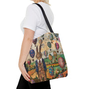 Easter Bunny and Hot Air Balloon Canvas Tote Bag - Eco-Friendly Shopping Companion