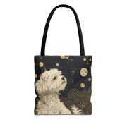 Maltese Moonlit Elegance Tote Bag, Artistic Dog Lover's Gift