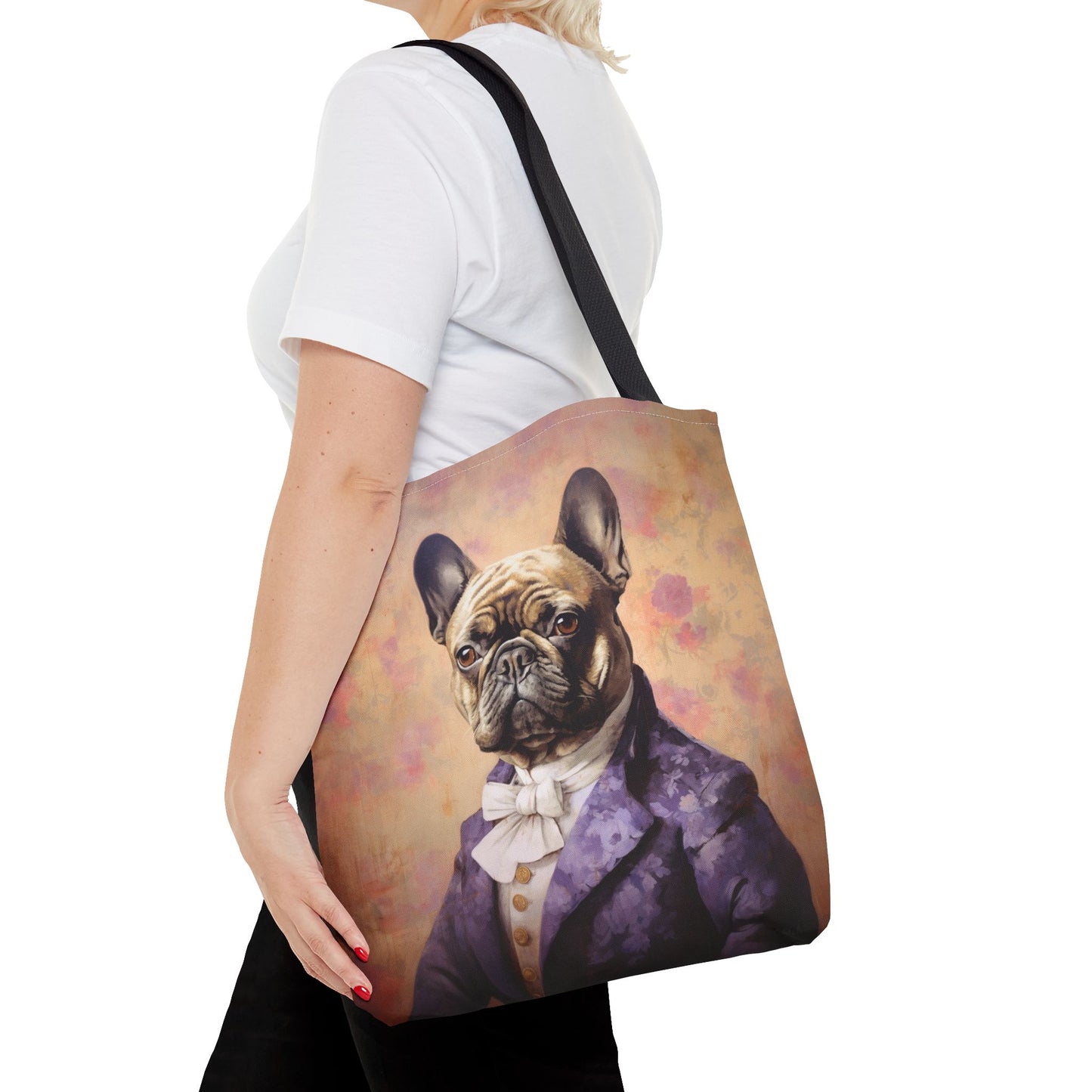 French Bulldog Portrait Canvas Tote Bag, Artistic and Eco-Friendly Gift