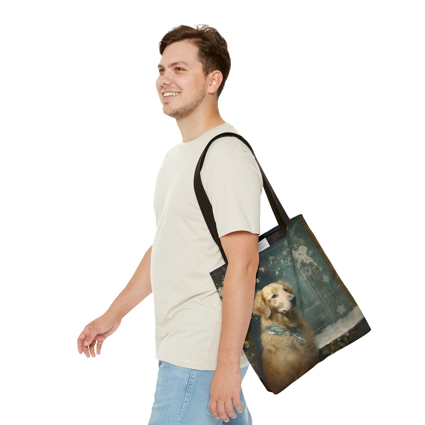 Golden Retriever Snowy Charm Tote Bag, Eco-Friendly & Reusable