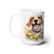 Beagle Bliss Coffee Mug - Floral Design, Dog Lover Gift