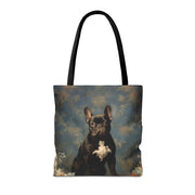 French Bulldog Regal Bloom Canvas Tote Bag, Elegant & Eco-Friendly