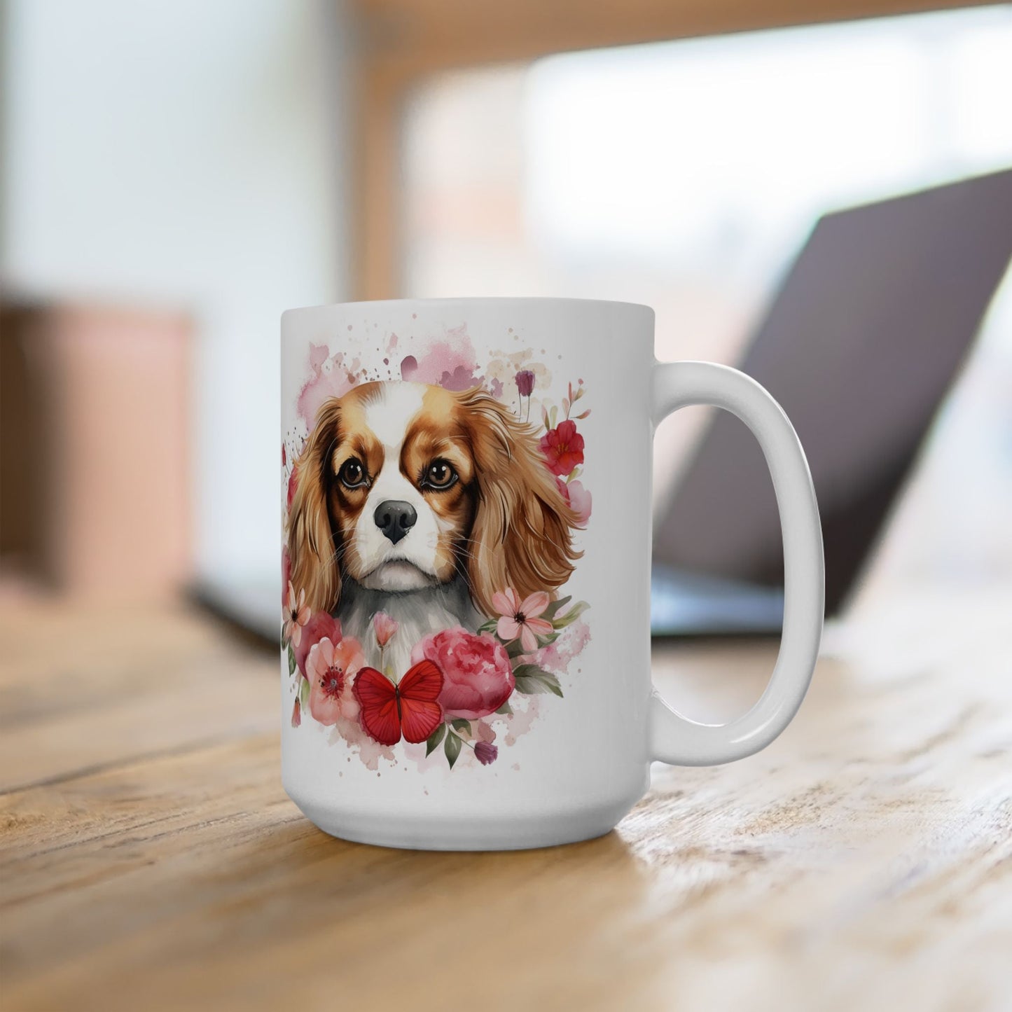 Cavalier King Charles Spaniel Floral Valentine's Mug | Dog Mom Gift